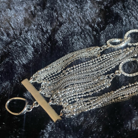 Rhinestone silver metal chain link bracelet with clasp - Picture 5 of 6